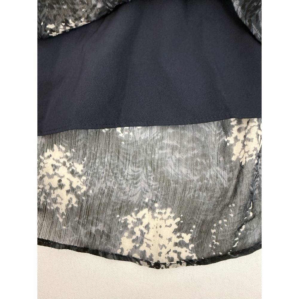 Joie Baltic Print Navy FLoral Chiffon Sleeveless Sheer Mini Dress Womens Size S - Picture 8 of 10